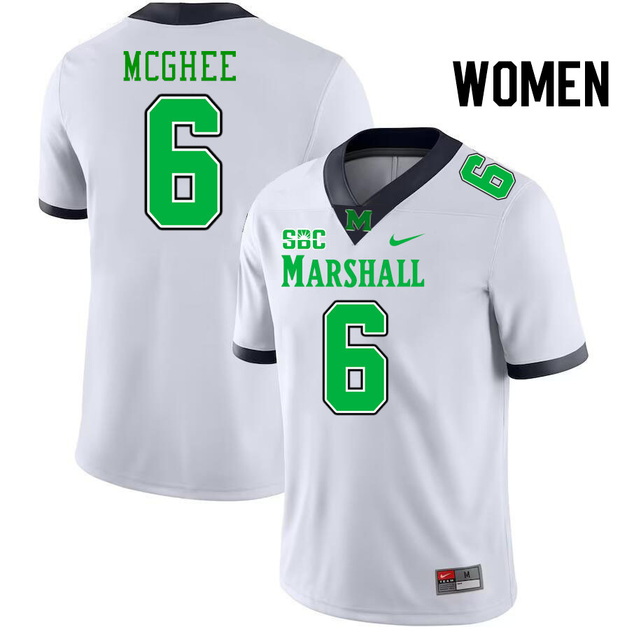 Women #6 AG McGhee Marshall Thundering Herd SBC Conference College Football Jerseys Stitched-White